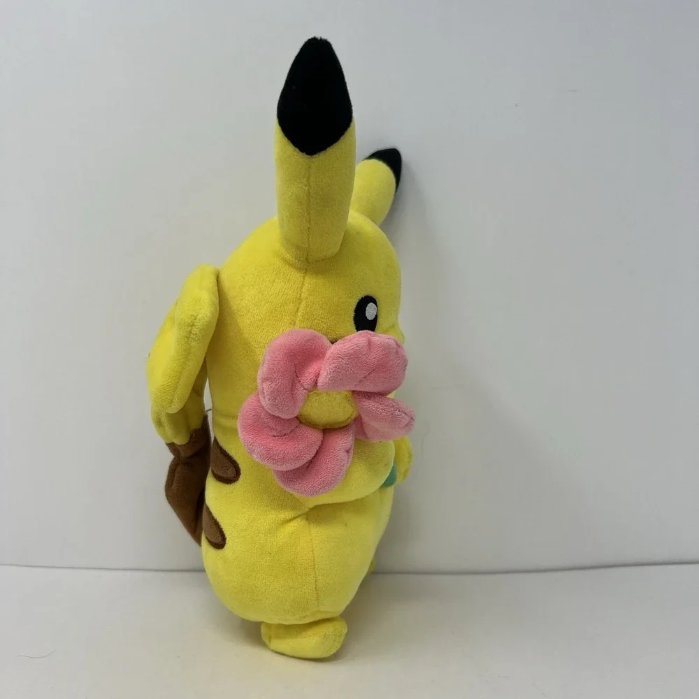WCT Pikachu Pokemon Small Yellow Pink‎ Flower Stuffed Animal Plush Toy